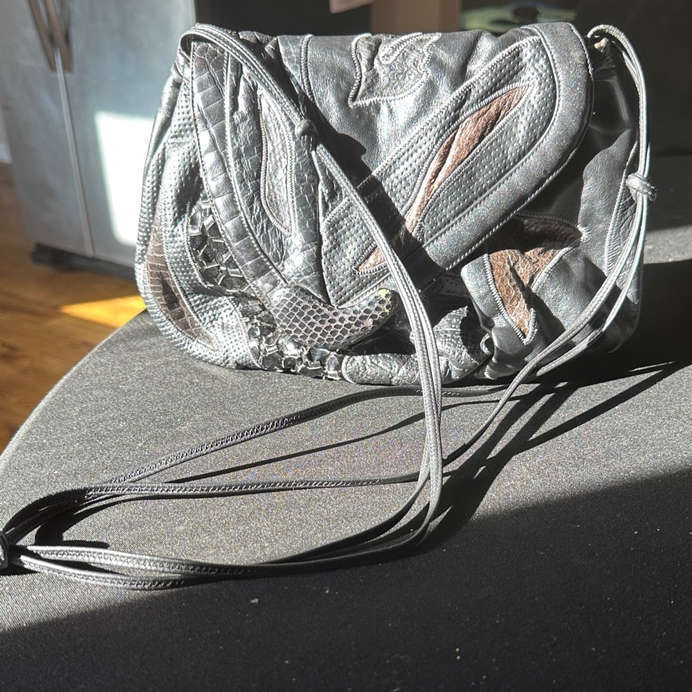 Sharif Y2K Black and Brown multi texture Crossbody Bag